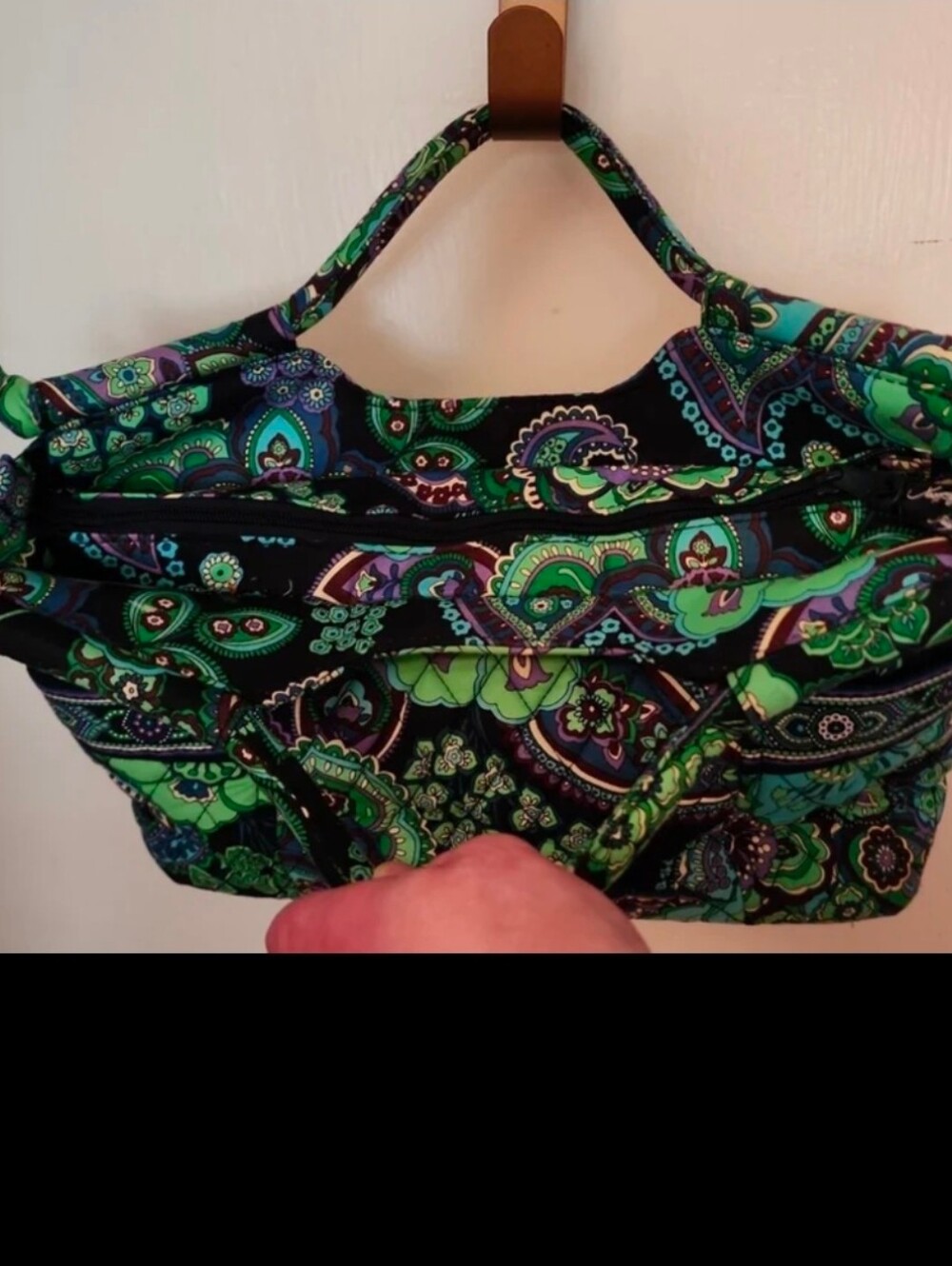 Vera Bradley Geen Blue Paisley Quilted Tote Bag Lunch Box Purse Hand Bag - Picture 5 of 13